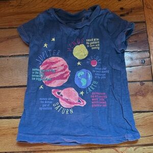 Peek Navy Blue Short Sleeve Tee with Colorful Planet Graphics 2T